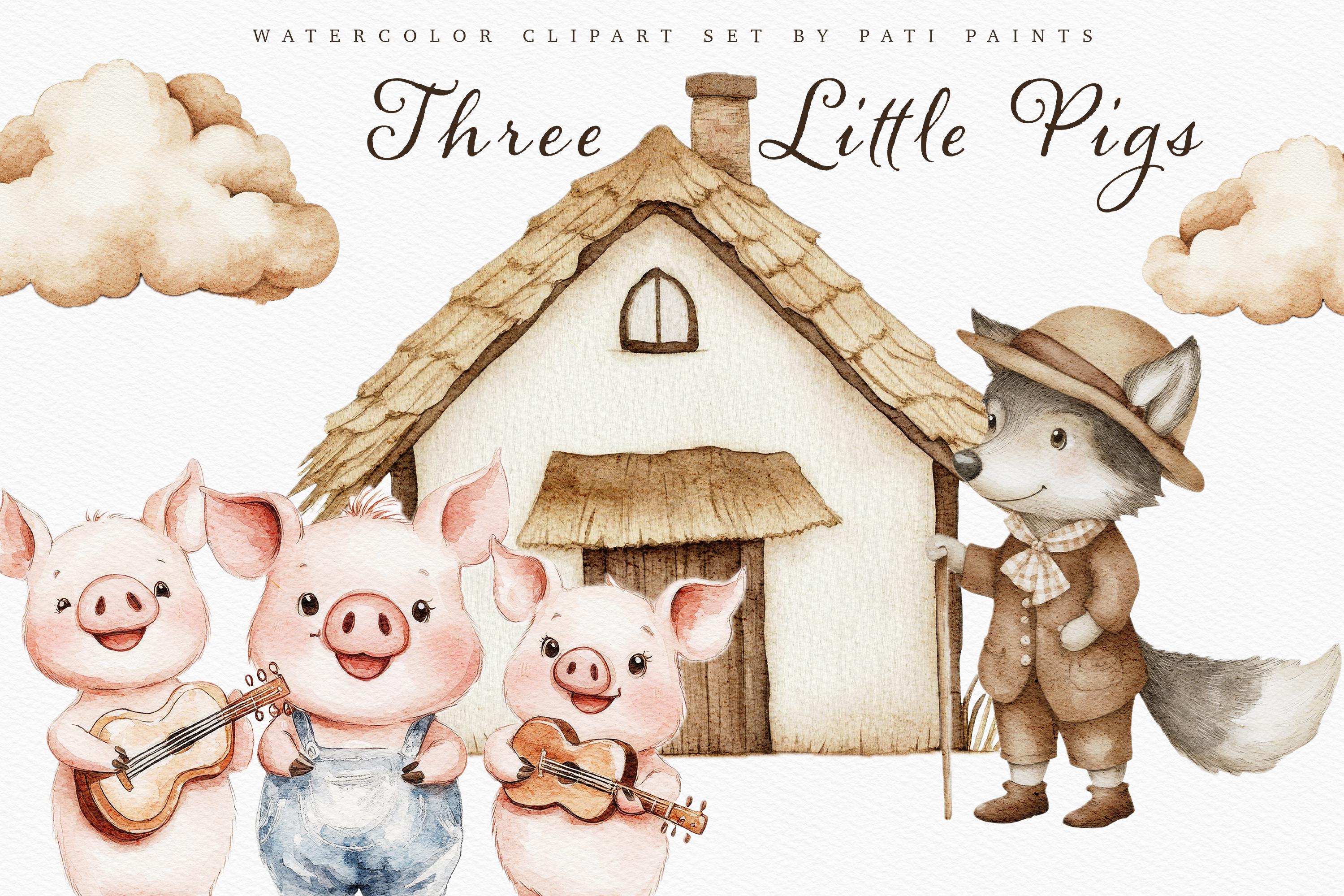 Three pigs and wolf - Etsy België, image size:2999x1999