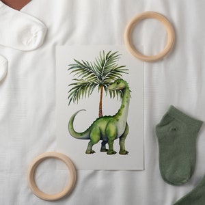 Watercolor Dinosaur Clipart Bundle - Cute Dinosaur Wall Art - Dinosaur ...