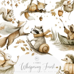 Mystical Forest Animal Clipart Set PNG, Woodland Creatures Bundle for Kids, Fairy Tale Digital Download, 85 Elements Transparent Background