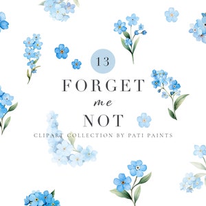 Ne m'oubliez pas des cliparts pour faire-part de mariage aquarelle Premade Clipart bleu Floral Clipart PNG mariage Clipart ne m'oubliez pas PNG bleu mignon