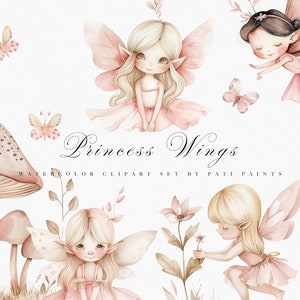 Watercolor Fairy Clipart - Floral Fairy Girl Clipart - Nursery Clipart - Fairy Watercolor Clipart - Fairy Clipart for Kids - Magical Art
