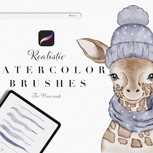 Procreate 用水彩ブラシセット - リアルな水彩 Procreate ブラシ - 紙のテクスチャ Procreate - iPad ブラシ - 水彩ブラシセット