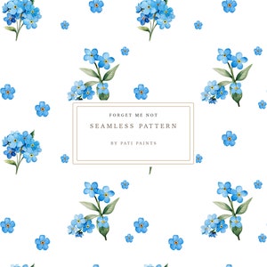 Vergissmeinnicht Digitales Papier Aquarell Blau Nahtloses Muster - Hochzeit Papier - Floral Scrapbooking - Kommerzielle Nutzung - Vergissmeinnicht Blumen