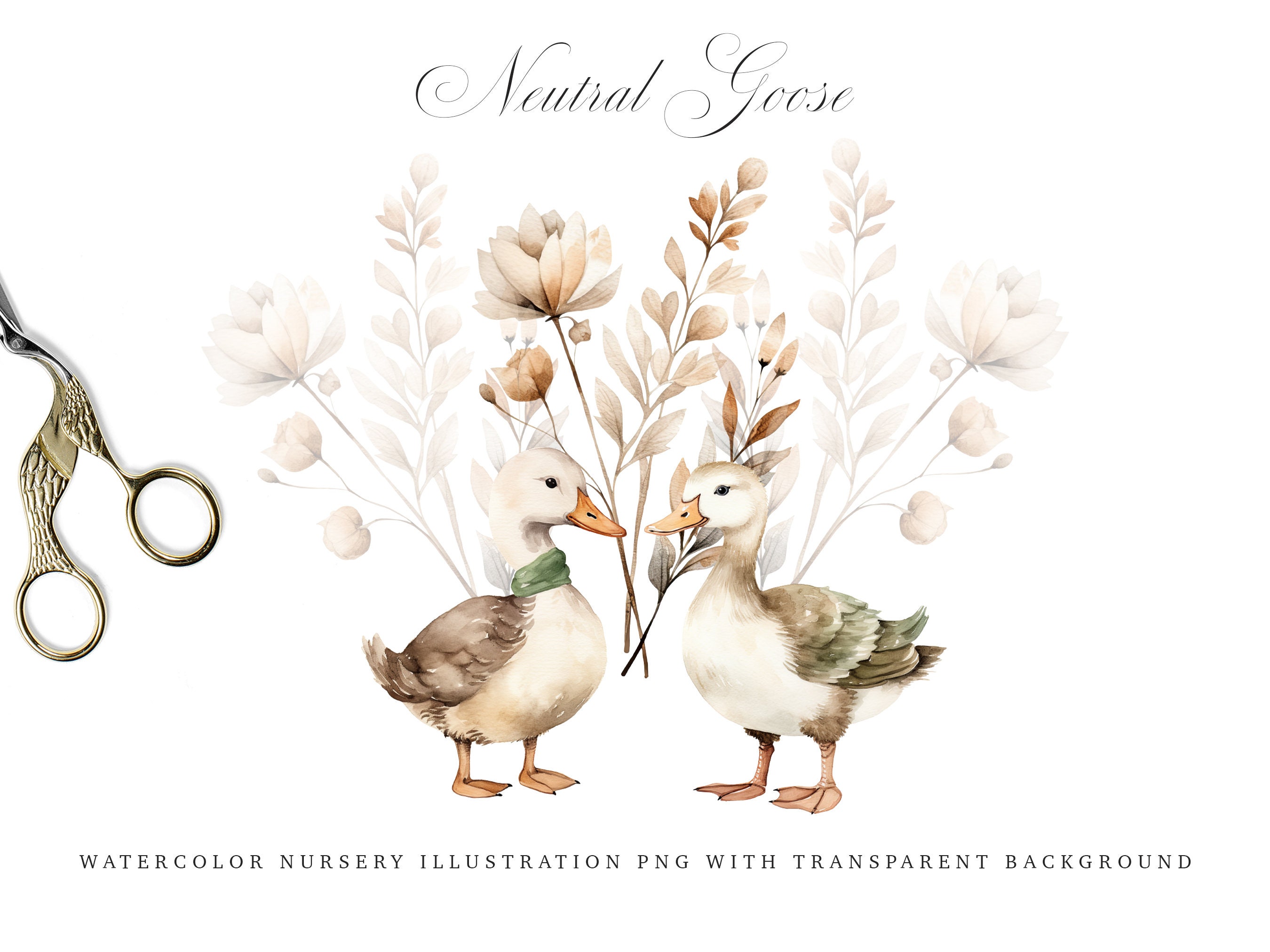 Watercolor Goose Cute Clipart for Baby Shower Nursery Goosebumps ...