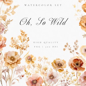 Aquarelle Floral Clipart Bundle - Plantes séchées Clipart pour invitation de mariage - Premade Clipart - Aquarelle Clipart - Téléchargement instantané - Imprimer