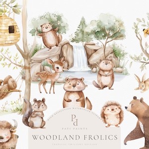 Schattige bos dieren clipart bundel-kwekerij baby dier clipart-Forest Bear clipart-commerciële licentie inbegrepen-schattige bos clipart