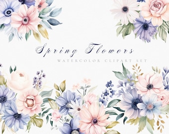 Wedding Floral Bouquet Clipart Set - Wedding Clipart - Premade Clipart - Winter Clipart - Floral Arrangements PNG - Watercolor Clipart PNG
