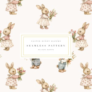 Osterhase Digitales Papier - Osterpapier - Nahtloses Muster - Aquarell Hase - Aquarell Papier - Digitaler Hintergrund - Kinderzimmer Tapete