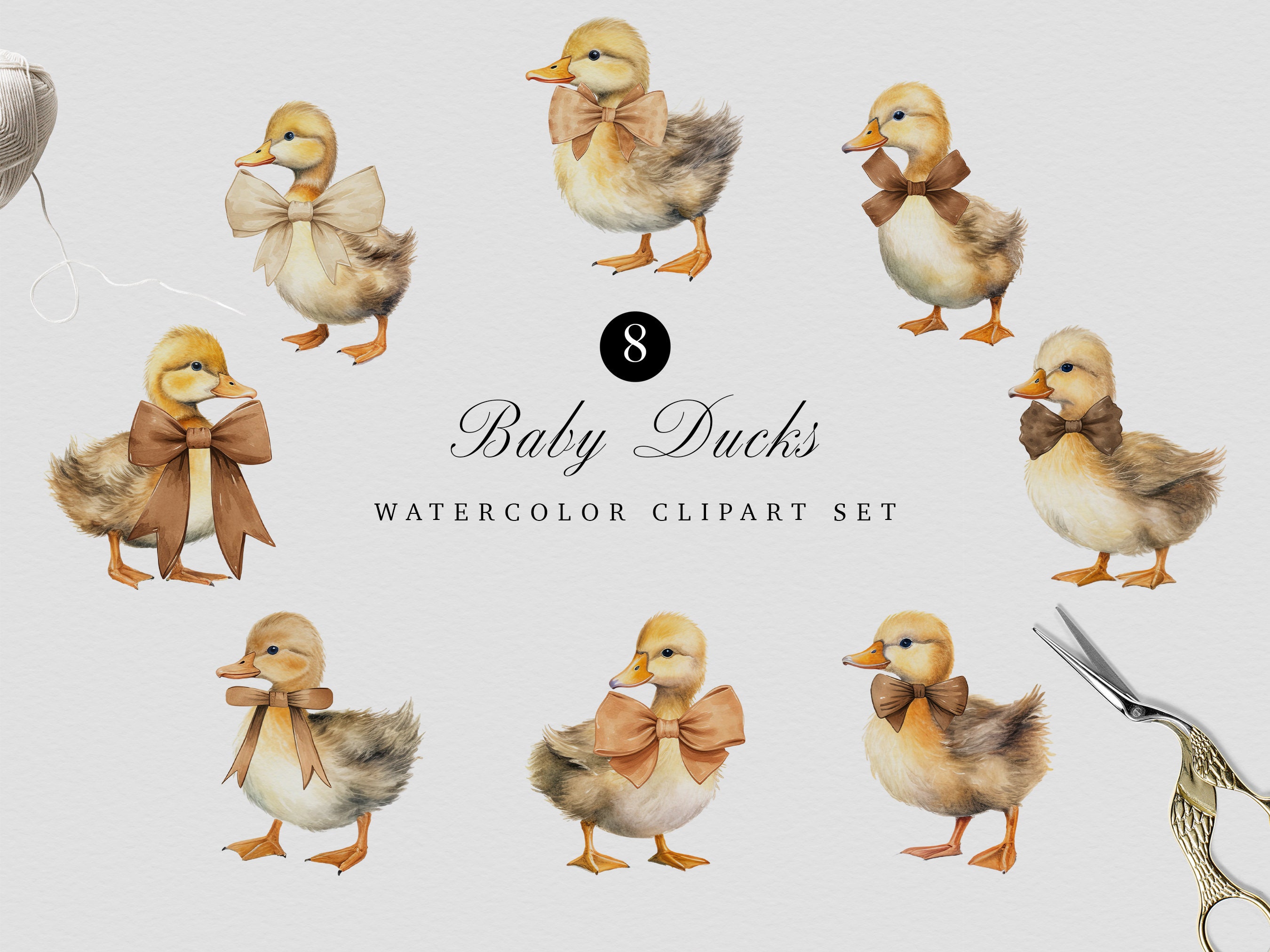 Aquarelle canetons Clipart - aquarelle bébé canards en arcs - Retro Animal Clipart - Nursery Decor - téléchargement immédiat - bébé Animal Clipart