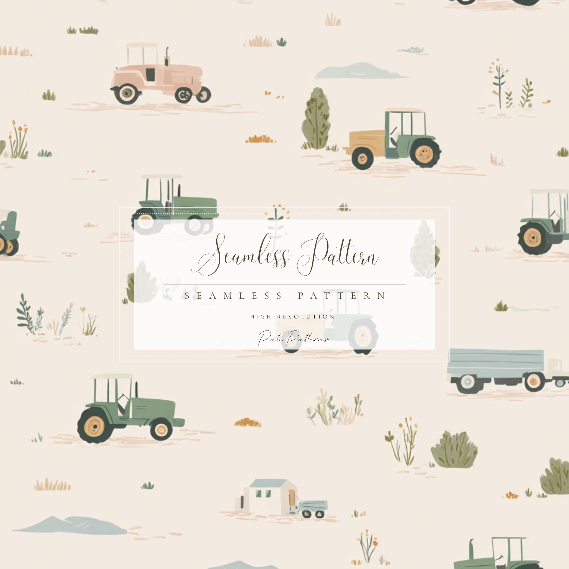 Farm Tractor Seamless Pattern, Cute Tractor Nursery Repeat, Baby Farm ...