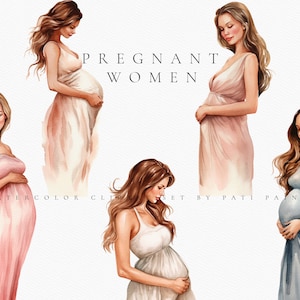 Aquarell Schwangere Frauen Clipart Bundle - kommerzielle Nutzung - Schwangerschaft Clipart - Mutterschaft Clipart - Happy Mothers Day - Instant Download