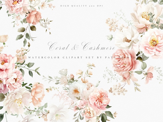 Watercolor Wedding Flower Clipart - Roses Clipart - Watercolor Peony Clipart - Scrapbook Images - Wedding Clipart - Soft Pink Flower Clipart