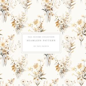 Herbst Blüten Aquarell Digital Papier Herbst Blumen Beige Nahtlose Muster Aquarell Feld Blumen Hintergrund Scrapbooking Aquarell Digital