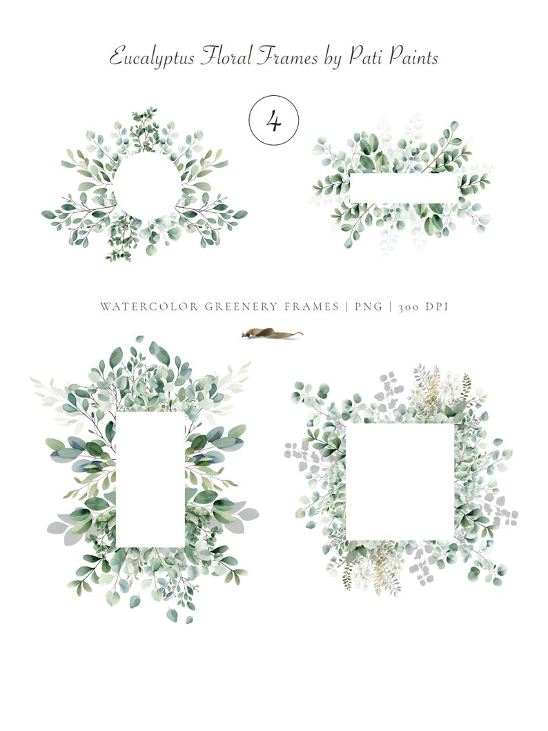 Eucalyptus Watercolor Clipart Greenery Seamless Scrapbooking Eucalyptus ...