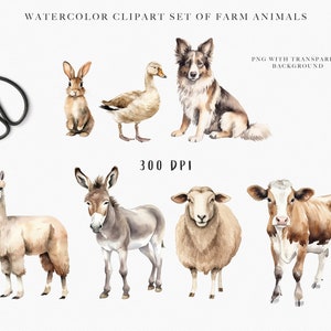 Farm Animal Clipart Set Watercolor Farm Cow Horse Duck Sheep - Etsy ...