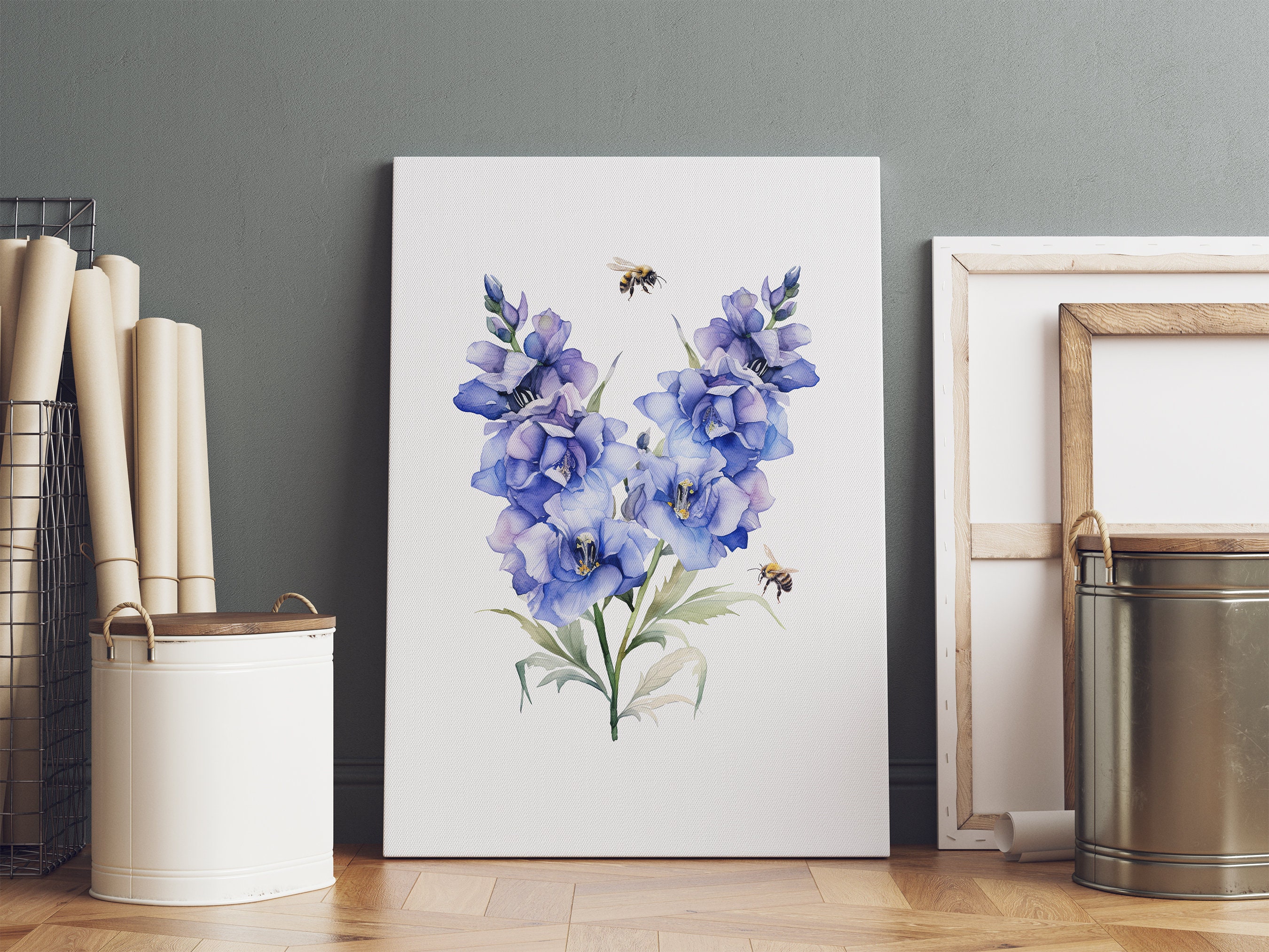 Watercolor Floral Delphinium Clipart Flower PNG Purple Blue Floral ...