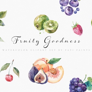 Paquete de imágenes prediseñadas de frutas de acuarela - Imágenes prediseñadas de verano - Conjunto de imágenes prediseñadas de frutas - Imágenes de álbumes de recortes - Imágenes prediseñadas de buena comida - Imágenes prediseñadas jugosas - Arte tropical