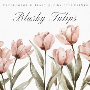 Watercolor Tulip Clipart Set - Wedding Clipart - Scrapbooking - Digital Download - Wedding Invite - Floral Clipart - Commercial License