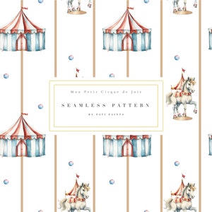 Watercolor Circus Digital Paper - Digital Background - Scrapbooking Paper - Nursery Seamless Pattern - Circus Paper - Baby Shower Pattern