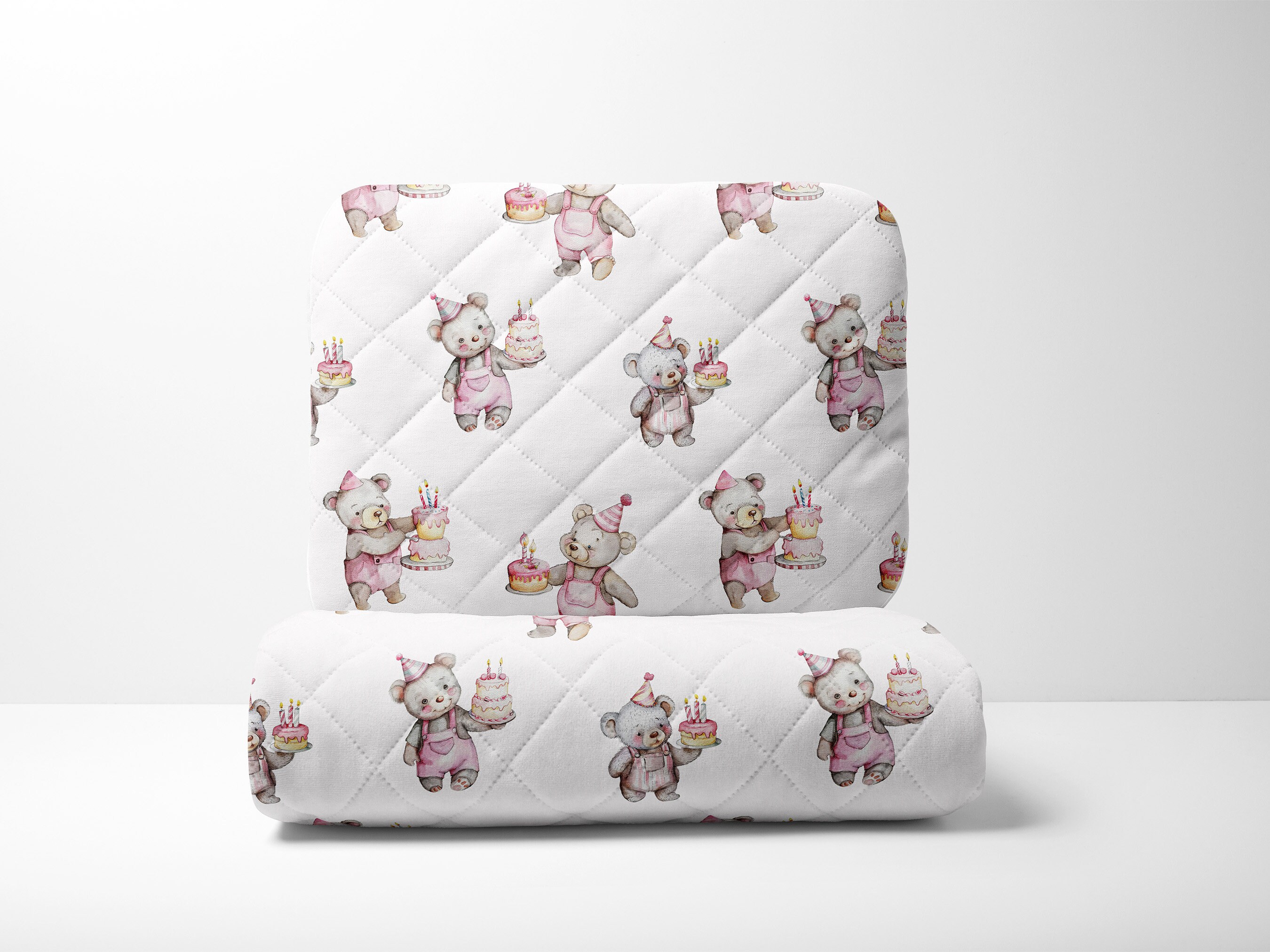 Happy Birthday Bear Digital Paper Digital Background Nursery Pink ...