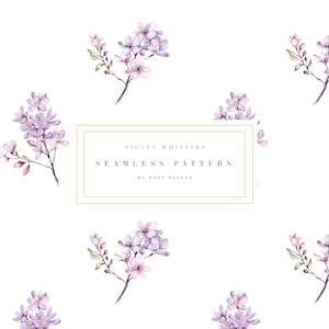 Purple Lilac Digital Paper - Nursery Decor - Floral Seamless Pattern - Watercolor Lilac - Digital Background - Spring Flower - Commercial