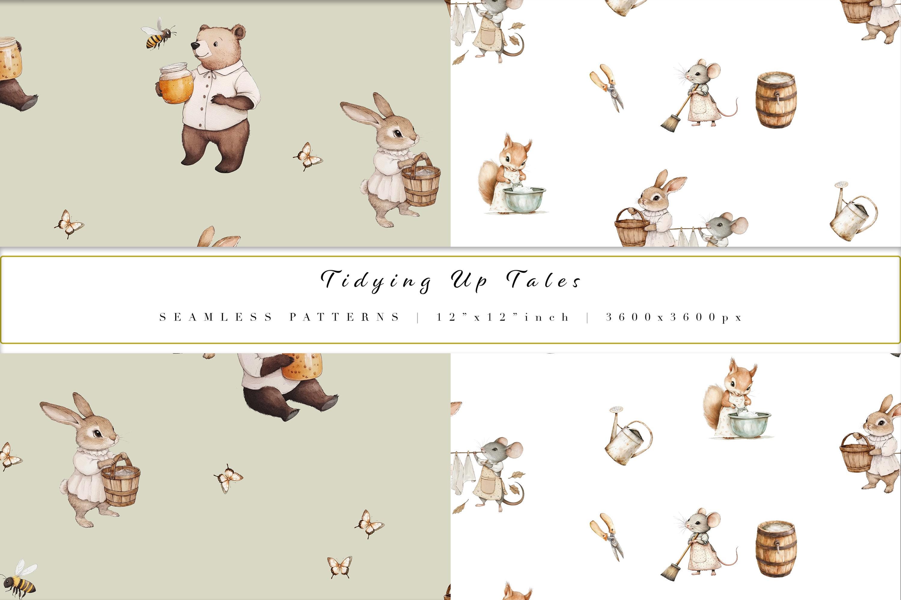 Watercolor Spring Animals Digital Paper Set - Commercial Use - Digital ...