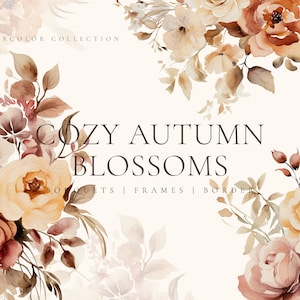 Aquarell Herbst Blumen Clipart - Herbst Blumen - Aquarell Blumensträuße - Herbst Clipart für kommerzielle Nutzung - Hochzeit Herbst Clipart PNG