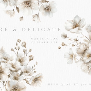Weiße rustikale Blumen Clipart-Bundle - Aquarell Clipart - Hochzeit Clipart - Scrapbooking - Vorgefertigte Clipart - weiße Blumen Clipart - Blumensträuße