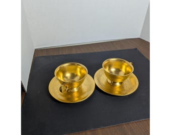 24 kt gouden pickard vintage kop en schotel 4-delige set