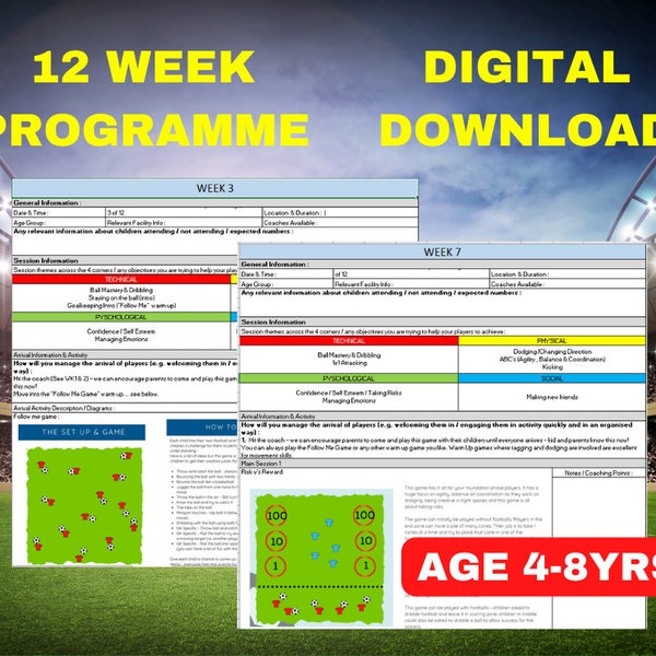 12 Week Mini Soccer Plan - Ages 4-8 Years