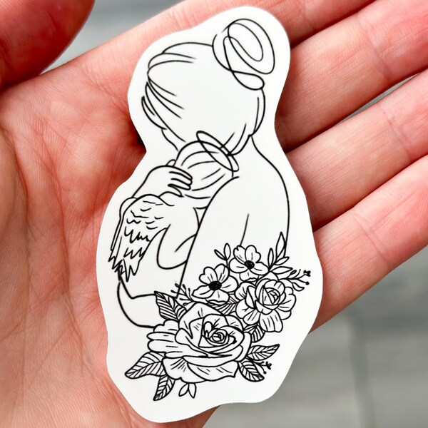 Mom and Angel Baby Sticker | Miscarriage Gift | Stillbirth Gift | Baby Loss | Pregnancy and Infant Loss | Vinyl Sticker | Mom & Baby | Roses