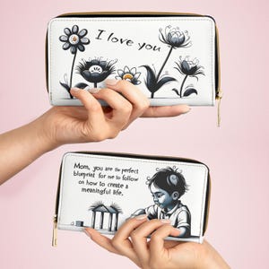 Cadeau fête des mères en hommage à une mère, cadeau pour elle, porte-monnaie, porte-cartes de crédit, portefeuille pour femme, motif floral