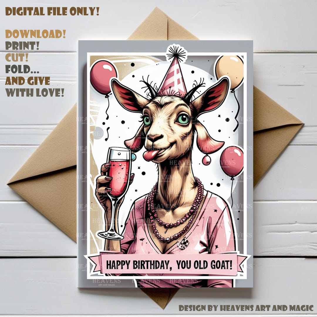 Old Goat Birthday Card | Digital Download | Printable Birthday Card for ...