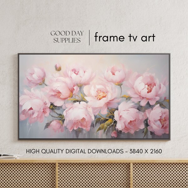 Valentine's Day Frame TV Art, Frame TV Art Abstract Flower Painting, Floral Painting Download, Textured 3D Wildflower Art Pastel Neutral