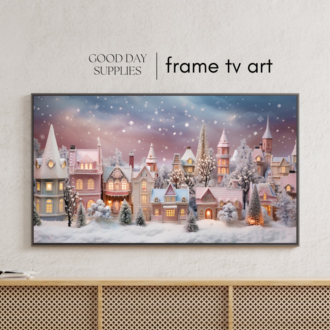 Festive Christmas Village Samsung Frame TV Art, Christmas TV Art, Festive Holiday Digital