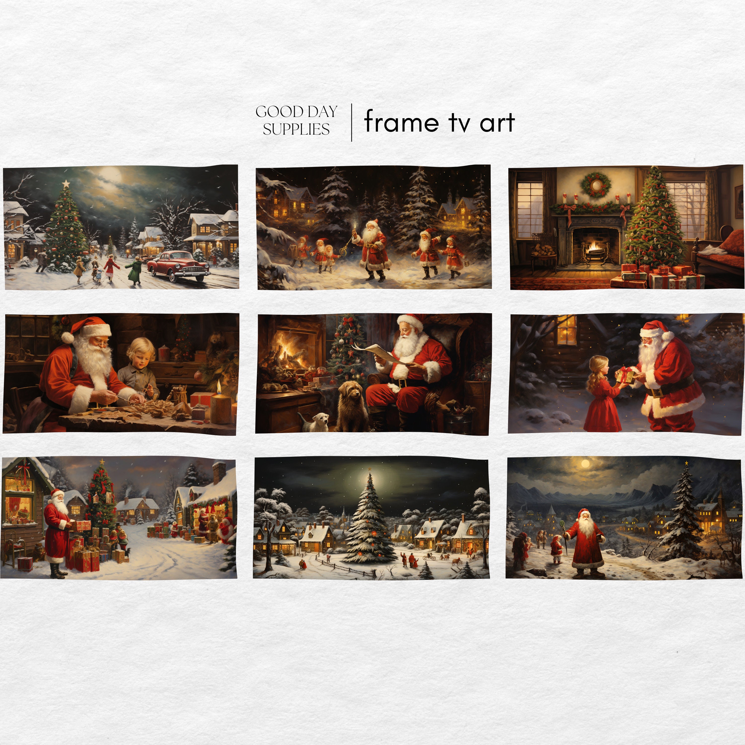 Christmas Frame TV Art Set Bundle, Bundle of 50 Christmas Frame TV Art, Christmas Village, Santa