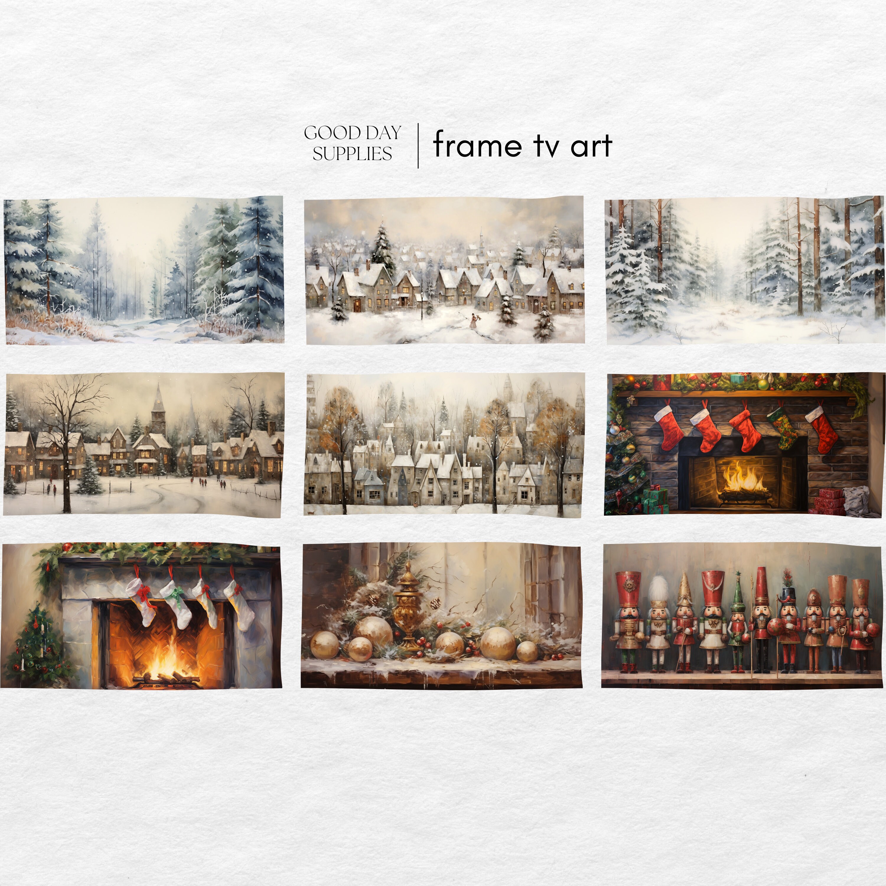 Christmas Frame TV Art Set Bundle, Bundle of 50 Christmas Frame TV Art, Christmas Village, Santa