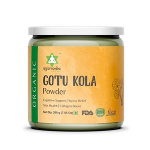 Ayurvedix Organic Gotu Kola Leaf Extract Powder / Centella Asiatica / Mandupakarni / Brahmi Powder - 200gm 7.05 Oz.