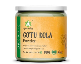 Polvere di Centella Asiatica biologica / Supporto erboristico per cervello e pelle / Integratore alimentare ayurvedico (200 g)