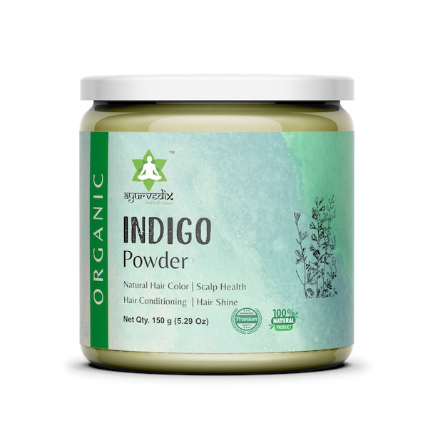 Ayurvedix Organic Indigo - Indigofera Tinctoria - Natural Dyes - Indigo Powder - 150gm Natural Hair Colour