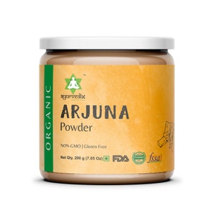 Ayurvedix Arjuna Bark Powder (Terminalia arjuna) - Organic | Raw, Vegan, Non GMO, Gluten Free | Premium Herb for Heart Health - 7.05 Oz/200G