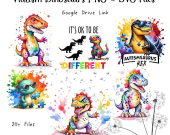 Autism Dinosaurs Bundle 20+ SVG PNG Files
