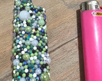 Étui à briquet fait main avec perles en strass - Texture scintillante, couleurs personnalisées