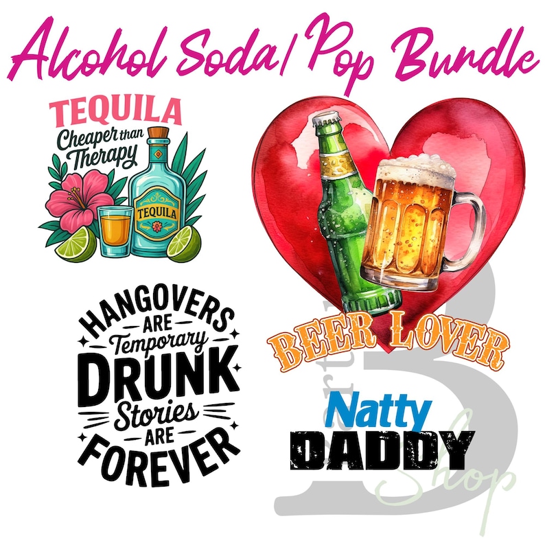 Alcohol Themed 300+ SVG & PNG Files Bundle image 3