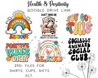 Anxiety Mental Health & Positivity 250+ SVG PNG Files Bundle