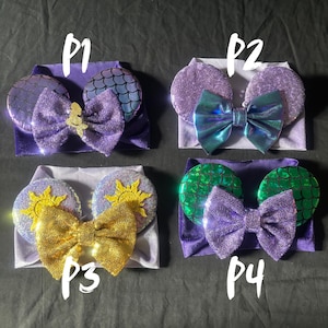 Baby Mouse Ears Headband – Minnie Mickey Inspired | Holiday, Princess, Character Styles | Infant/Toddler Ears with Bow