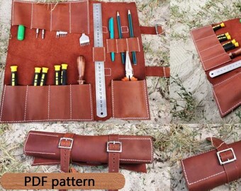 Tool roll bag pattern, Leather roll pattern, Tool bag pattern, Tools roll patter, Pdf pattern roll bag