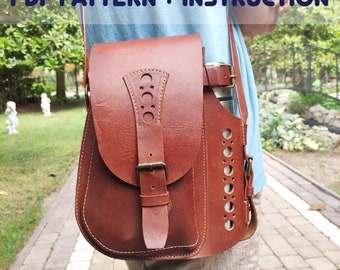 Leather bag pattern, Leather bag pdf, Leather crossbody bag pattern, Travel leather bag pattern, Crossbody bag pdf, Travel bag pattern