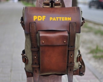 Ledertaschenmuster im PDF-Format, Lederrucksackmuster im PDF-Format, Rucksackmuster im PDF-Format, Ledertaschenmuster, Rucksack-PDF-Muster, Canvas-Taschenmuster