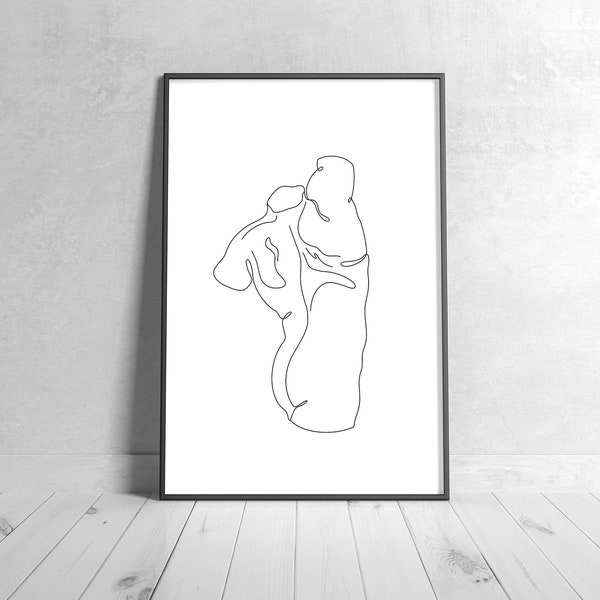 man one line drawing,male torso print,male torso art